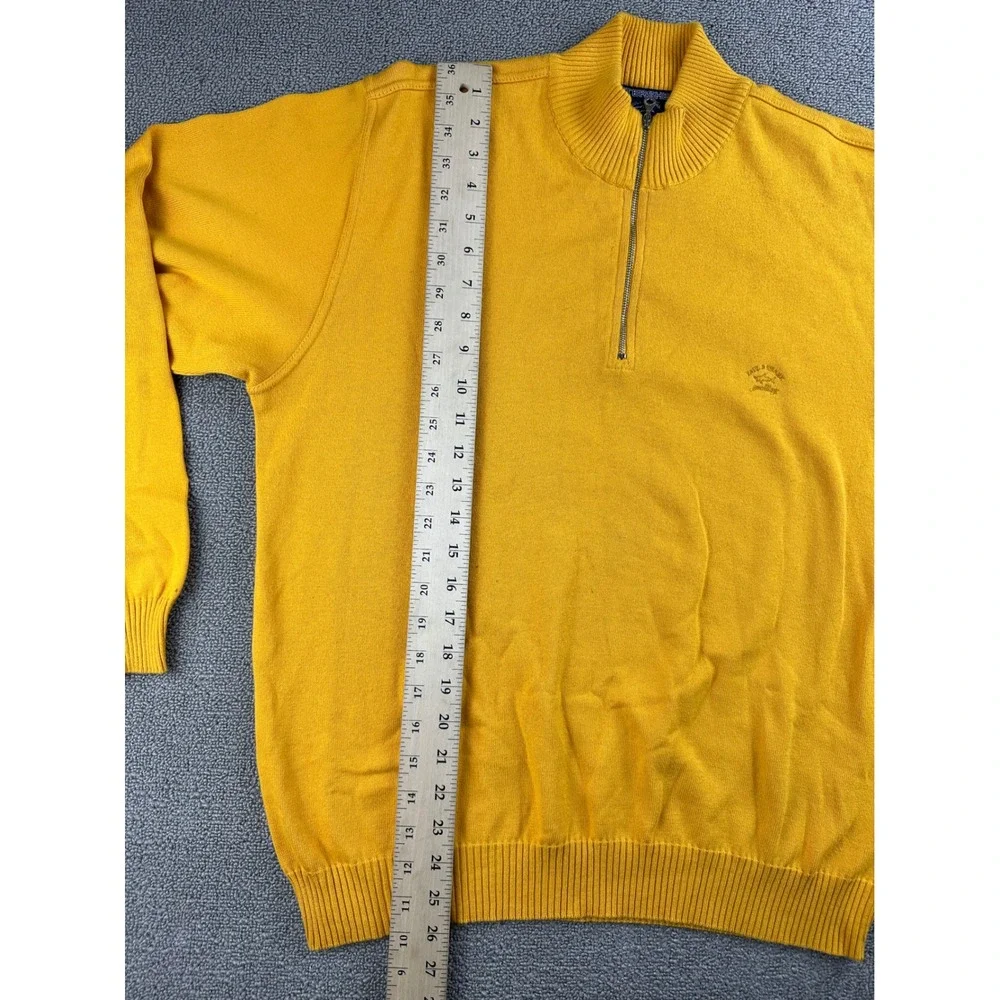 Paul & Shark Yachting Sweater Mens M Quarter Zip Yellow Watershed 100%‎ Cotton